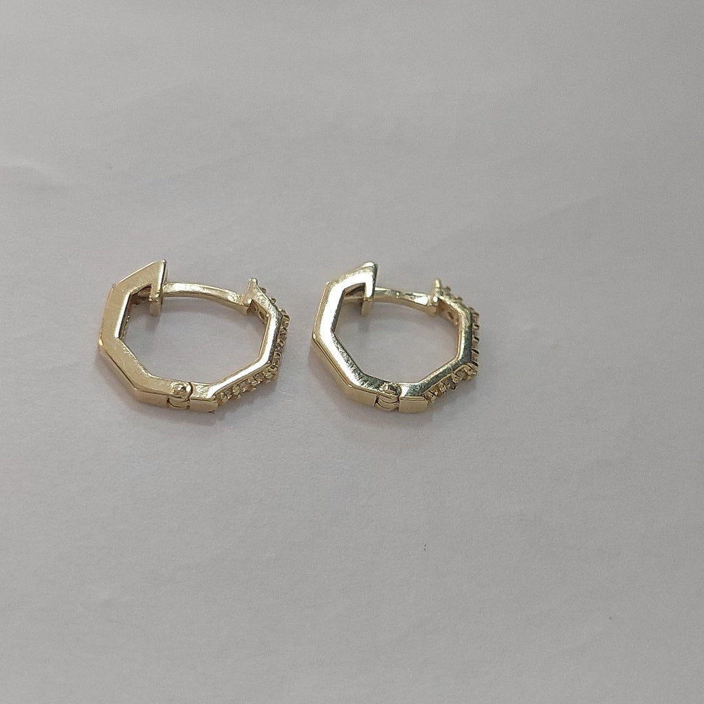 ARETES HUGIES C CIRCONIAS 14K 1.5 GR (NUEVO)
