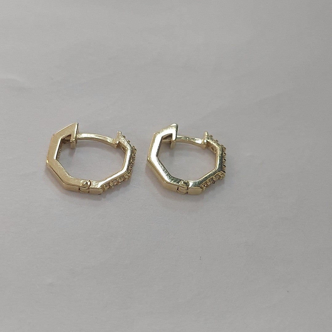 ARETES HUGIES C CIRCONIAS 14K 1.5 GR (NUEVO)