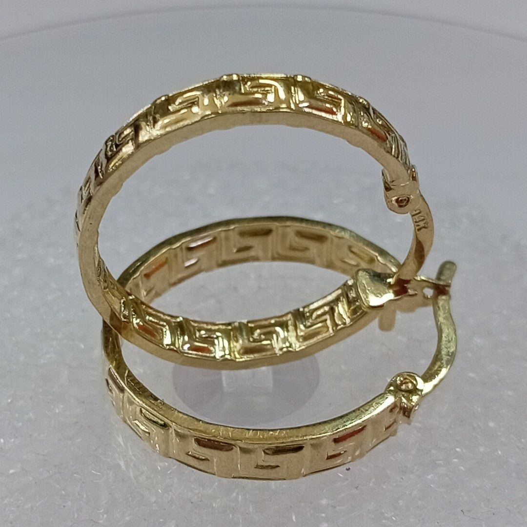 ARETES ARRACADA CON GRECAS 14K 2 GR (NUEVO)