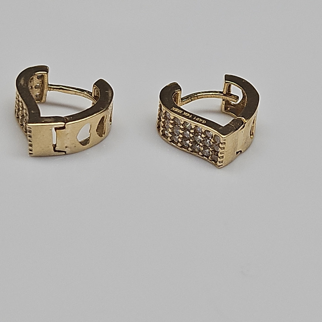 ARETES ARRACADAS CORAZON C CIRCONIAS 14K 2.2 GR (NUEVO)