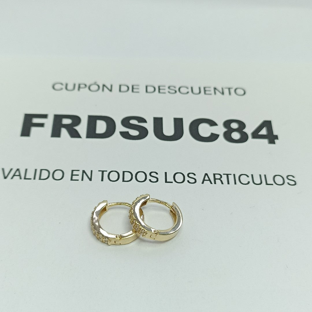 ARETES HUGGIES C CIRCONIAS 14K 1.7 GR (NUEVO)