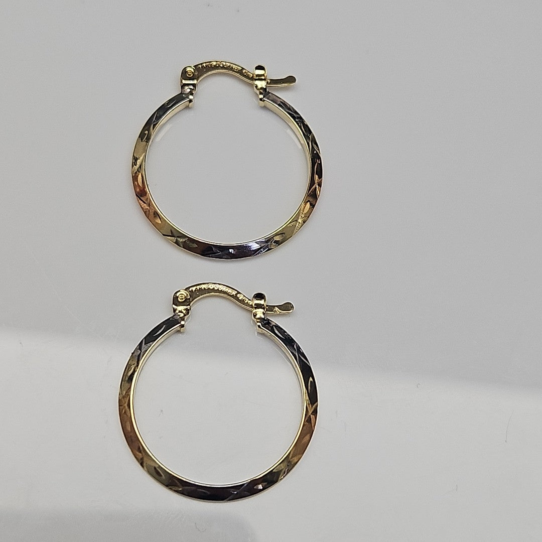 ARETES TEJIDO ARRACADAS BISELADAS COMBINADAS 14K 1.4 GR (NUEVO)