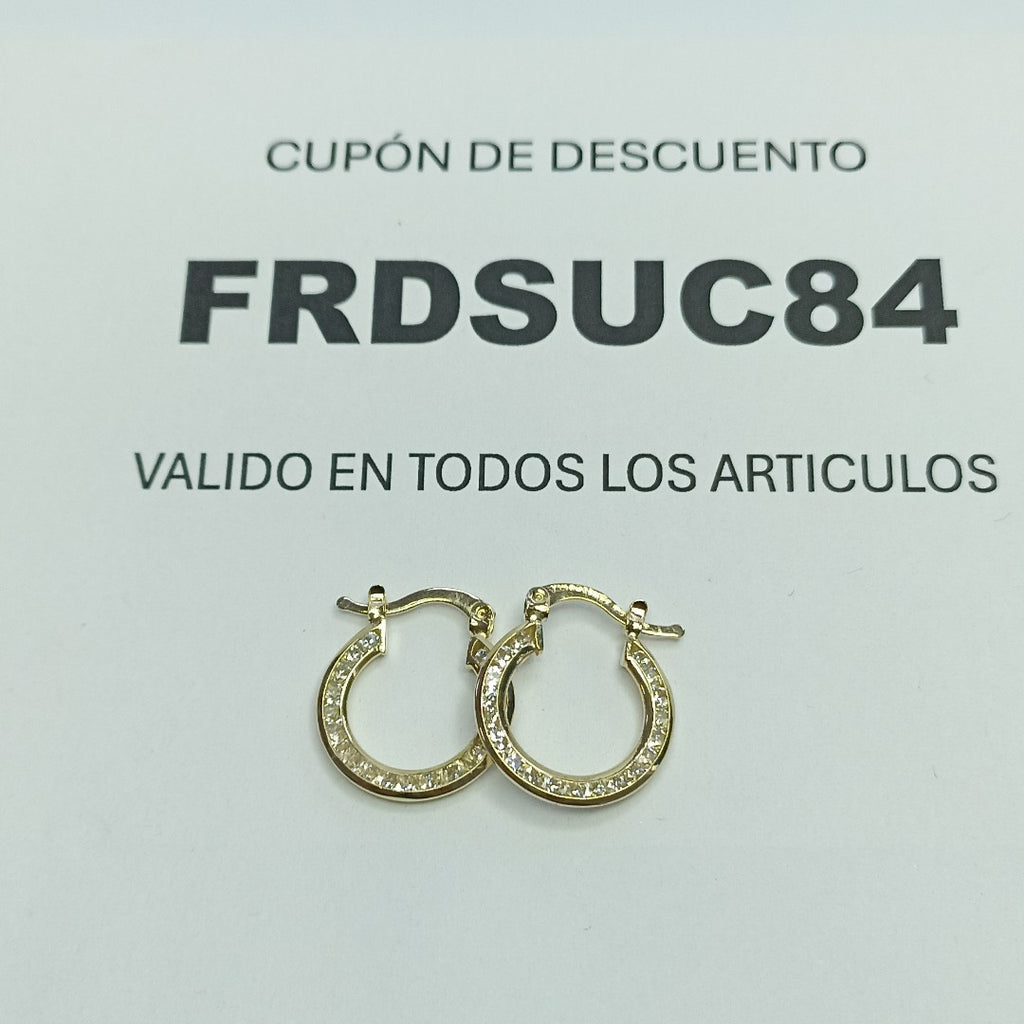 ARETES ARRACADAS CON CIRCONIAS 14K 2.3 GR (NUEVO)