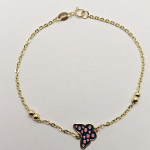 PULSERA TEJIDO ESPECIAL MARIPOSA CON ESMALTE 14K 18 CM 1.9 GR (NUEVO)