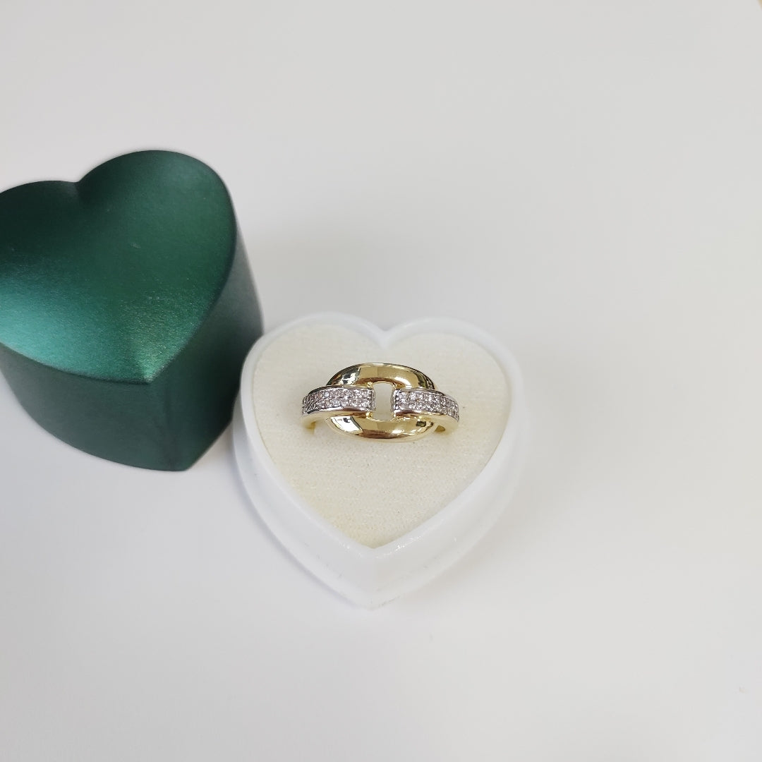 ANILLO ANILLITO C CIRCONIAS 10K 8.5 TALLA 2.7 GR (NUEVO)