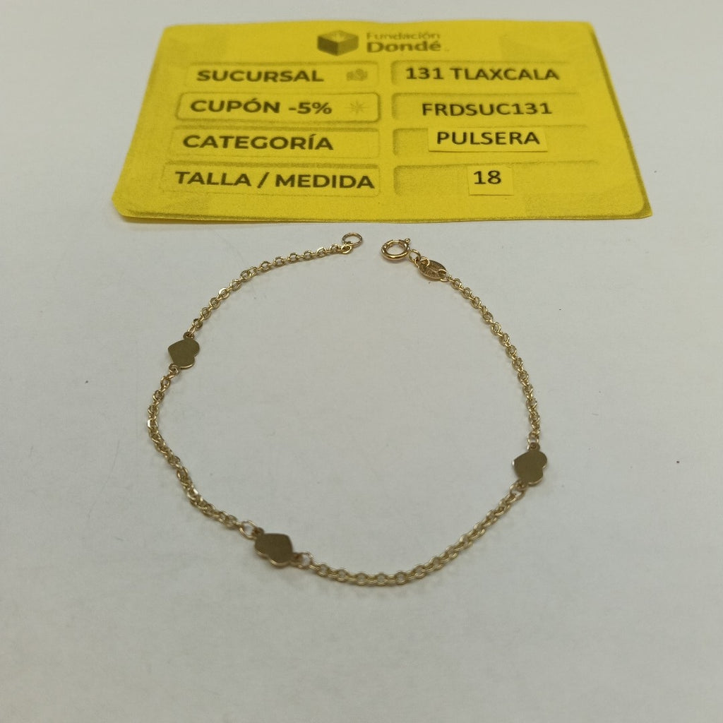 PULSERA TEJIDO ESPECIAL FIG CORAZONES 14K 18 CM 1.3 GR (NUEVO)