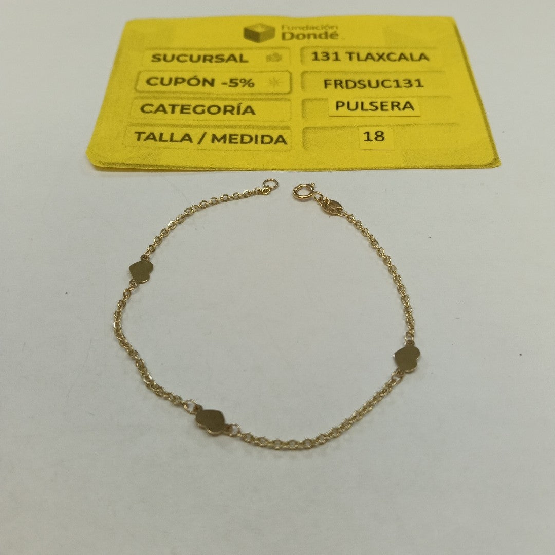 PULSERA TEJIDO ESPECIAL FIG CORAZONES 14K 18 CM 1.3 GR (NUEVO)
