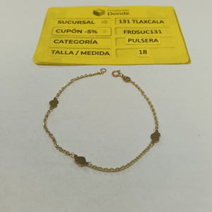 PULSERA TEJIDO ESPECIAL FIG CORAZONES 14K 18 CM 1.3 GR (NUEVO)