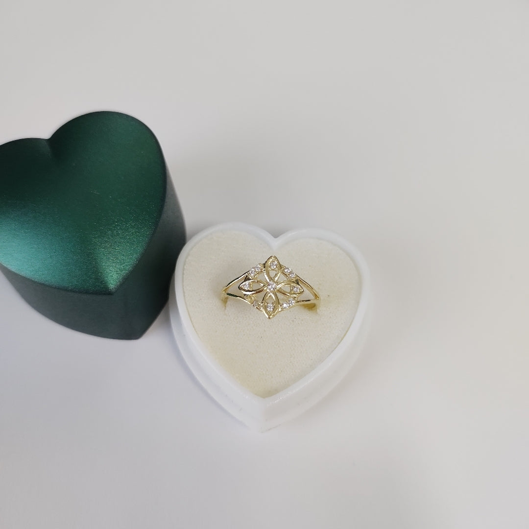ANILLOS ANILLITO FIG NUDO DE BRUJA CON CIRCONIAS 10K TALLA 8 1.8 GR (NUEVO)