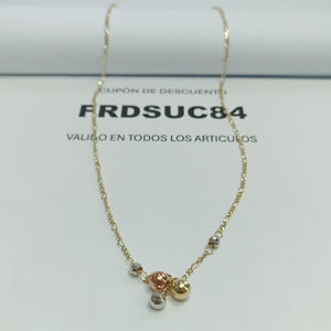 CADENA GARGANTILLA 3X1 CON ESFERAS COMBINADAS 14K 45 CM 3 GR (NUEVO)