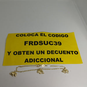 PULSERA ESPECIAL CON DIJES ELEFANTES 10K 18 CM 2.2 GR (NUEVO)