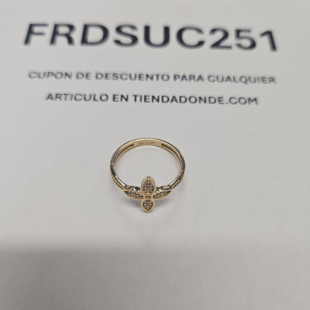 ANILLO ANILLITO FLOR C CIRCONIAS 14K 7 TALLA 1.9 GR (NUEVO)