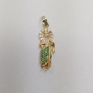 DIJE SAN JUDAS CON PIEDRAS DE COLOR 14K 1.7 GR (NUEVO)