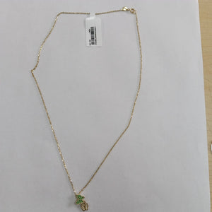 CADENA TEJIDO GARGANTILLA CON DIJE MARIPOSAS CIRCONIAS Y PIEDRAS DE COLOR 14K 45 CM 1.9 GR (NUEVO)