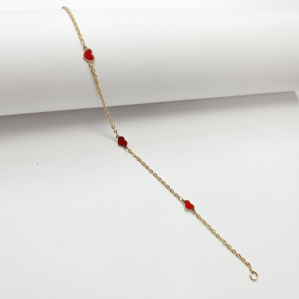 PULSERA ESPECIAL CON CORAZONES 14K 18 CM 1.4 GR (NUEVO)