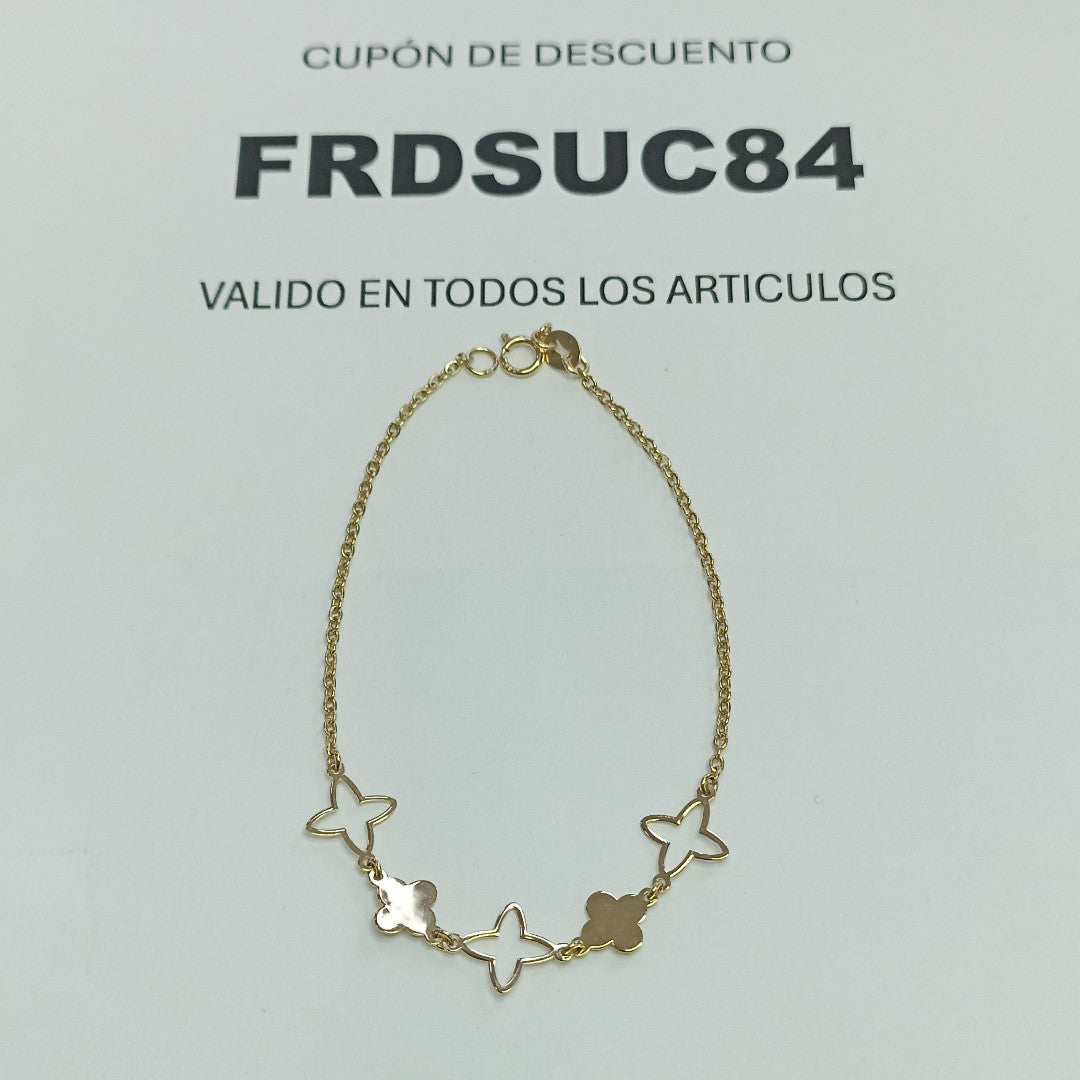 PULSERA TEJIDO ESP CON TREBOL 14K 18 CM 1.5 GR (NUEVO)