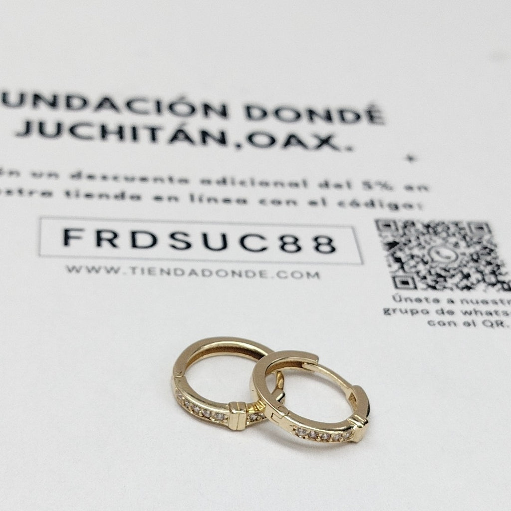 ARETES HUGGIES C CIRCONIA 14K 1.9 GR (NUEVO)