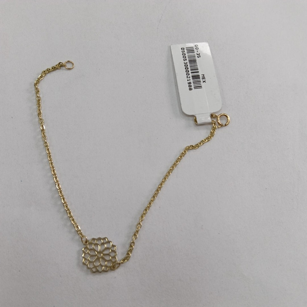 PULSERA TEJIDO ESPECIAL CON MANDALA 14K 18 CM 1.4 GR (NUEVO)
