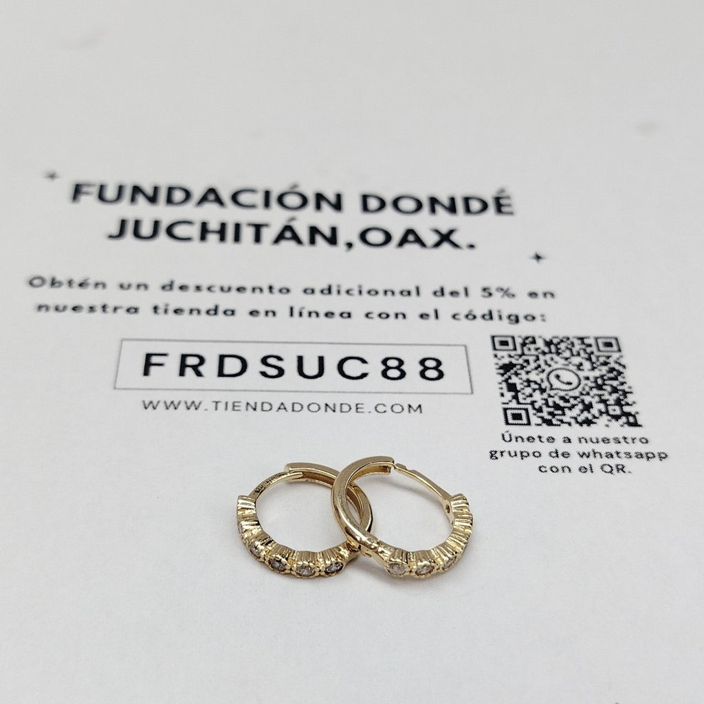 ARETES ARRACADA C CIRCONIAS 14K 2 GR (NUEVO)