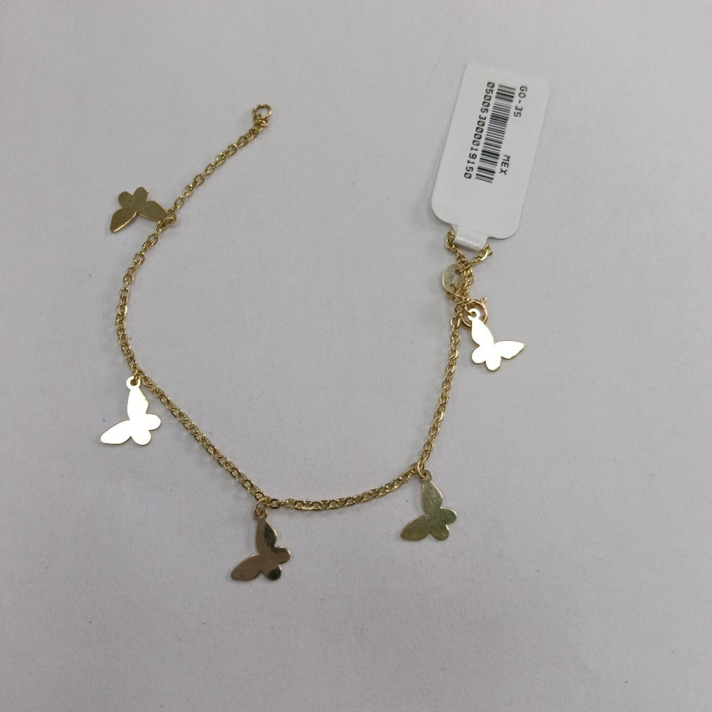 PULSERA ESPECIAL CON MARIPOSAS 14K 18 CM 2.1 GR (NUEVO)