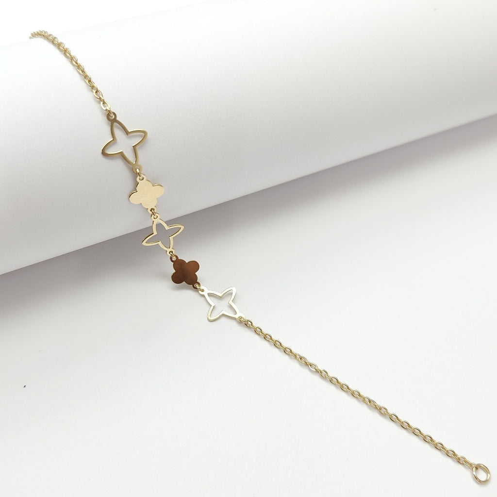 PULSERA TEJIDO ESP CON TREBOL 14K 18 CM 1.6 GR (NUEVO)