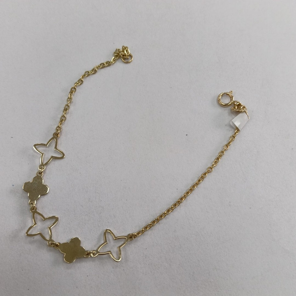 PULSERA TEJIDO ESP CON TREBOL 14K 18 CM 1.5 GR (NUEVO)