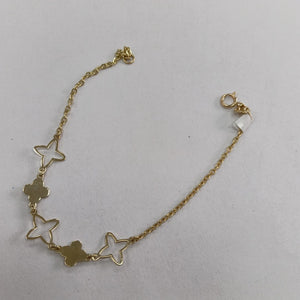 PULSERA TEJIDO ESP CON TREBOL 14K 18 CM 1.5 GR (NUEVO)