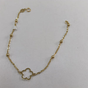 PULSERA TEJIDO ESPECIAL CON FLOR 14K 18 CM 1.6 GR (NUEVO)