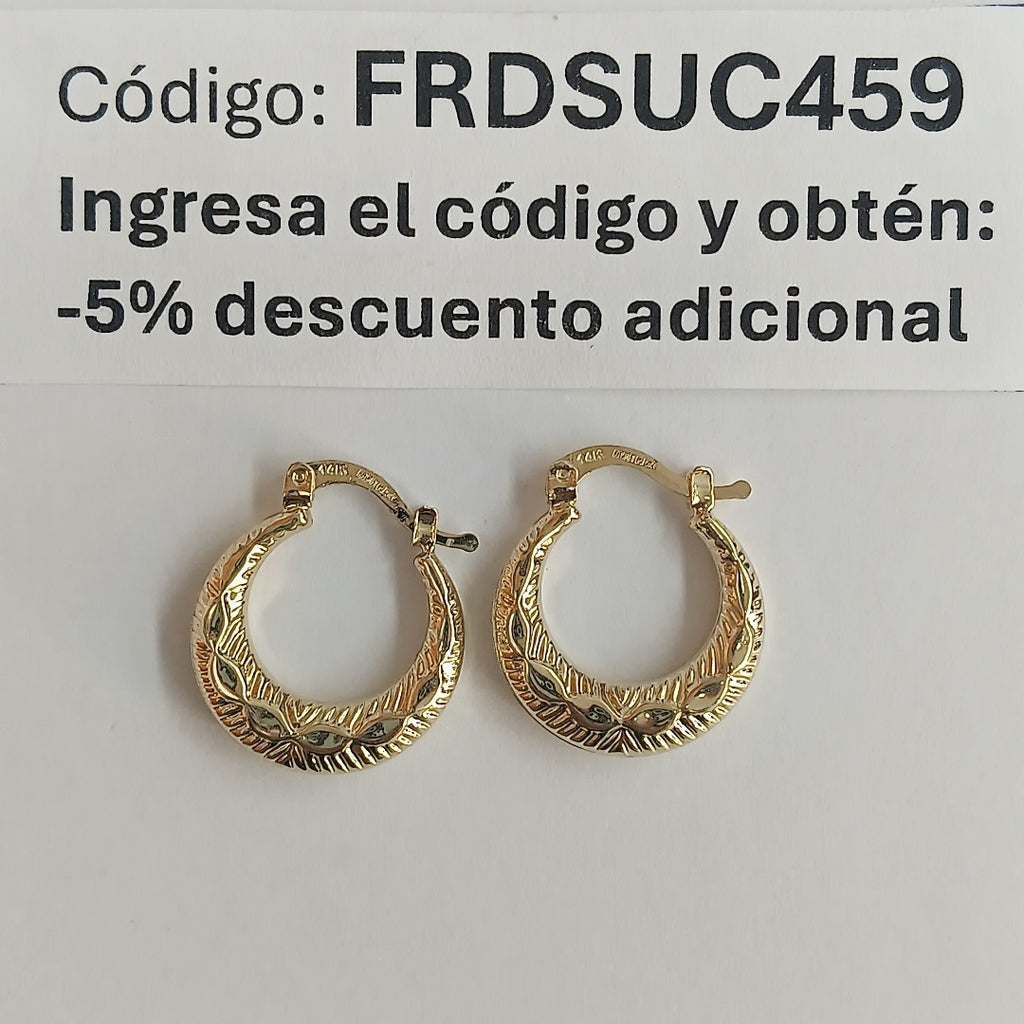 ARETES ARRACADAS HUECAS 14K 1.7 GR (NUEVO)