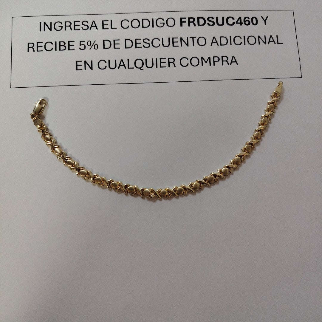 PULSERA ESPECIAL XOXO 14K 18 CM 6.1 GR (NUEVO)