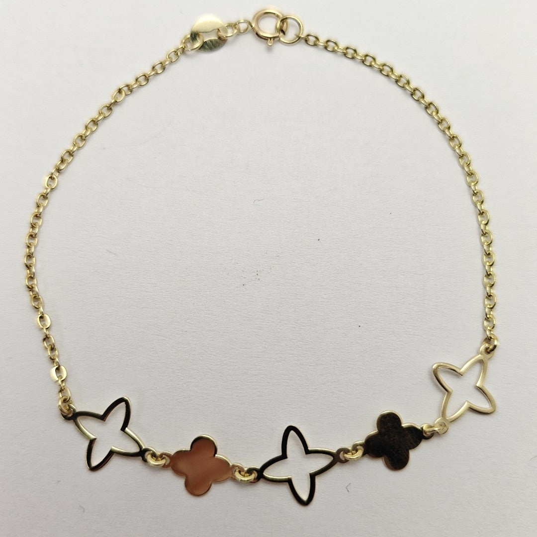 PULSERA TEJIDO ESP CON TREBOL 14K 18 CM 1.6 GR (NUEVO)