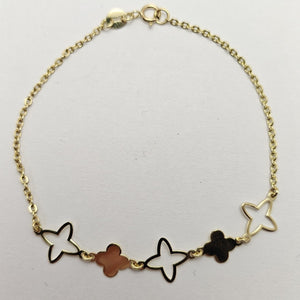 PULSERA TEJIDO ESP CON TREBOL 14K 18 CM 1.6 GR (NUEVO)