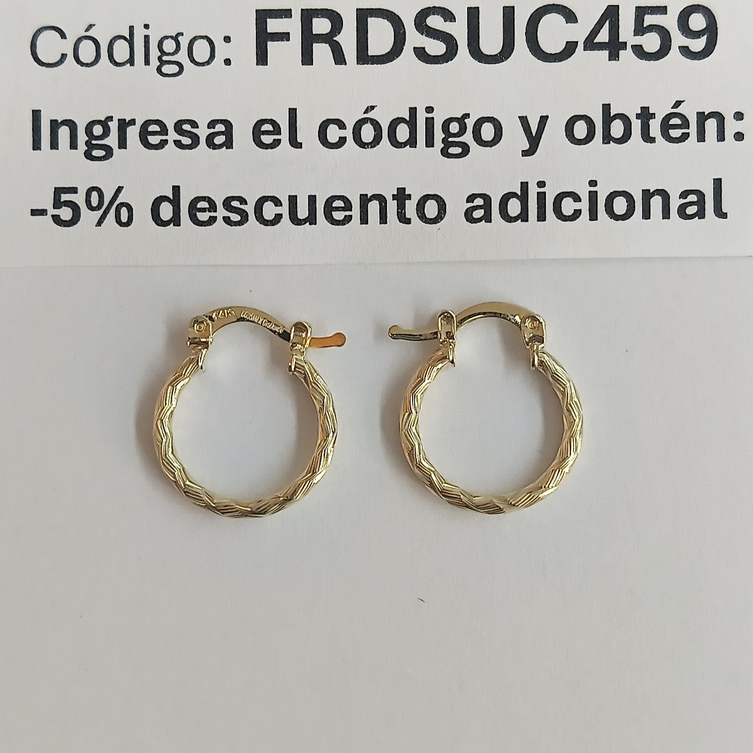 ARETES ARRACADAS TRENZADAS 14K 18 1.6 GR (NUEVO)