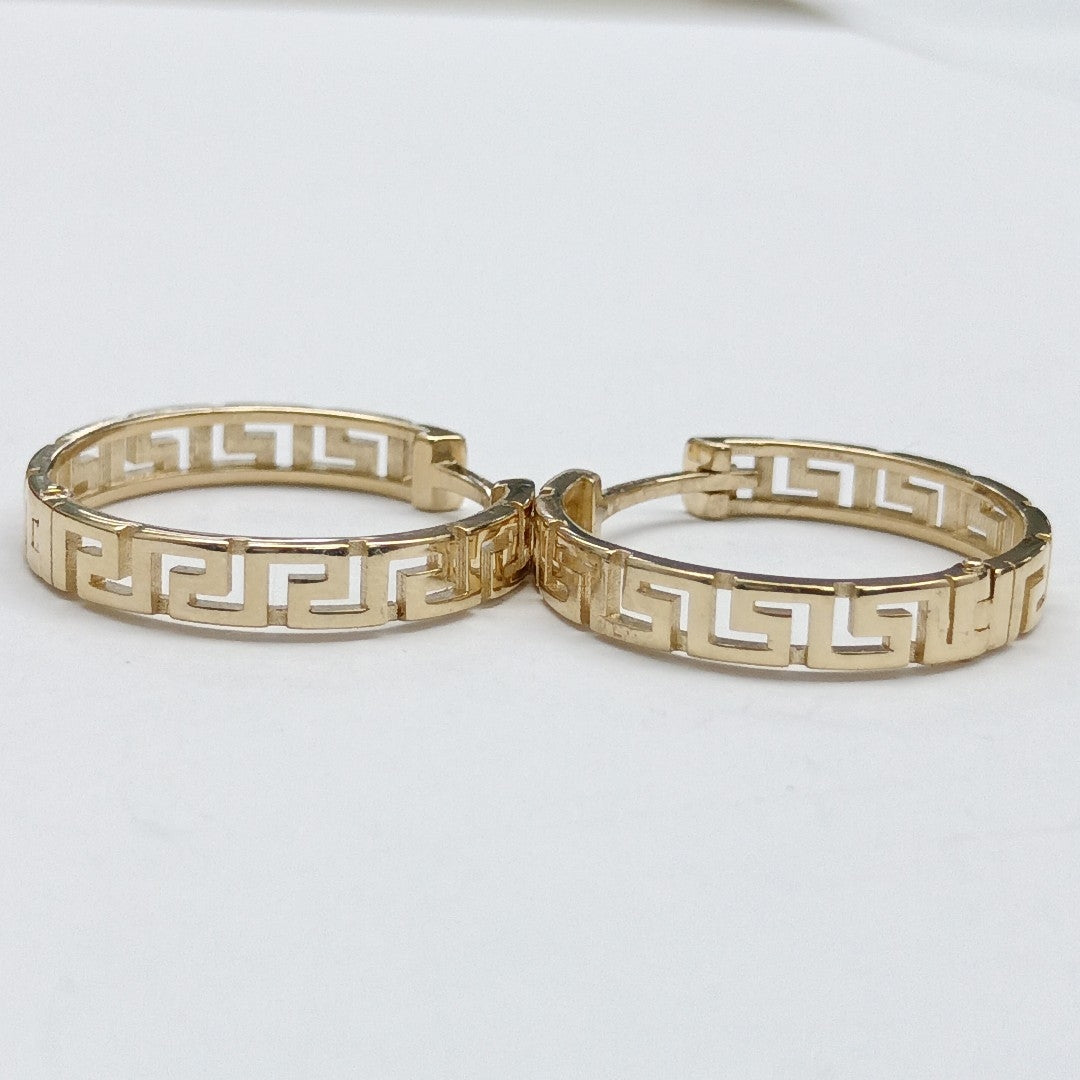ARETES ARRACADA C GRECAS 14K 4.9 GR (NUEVO)