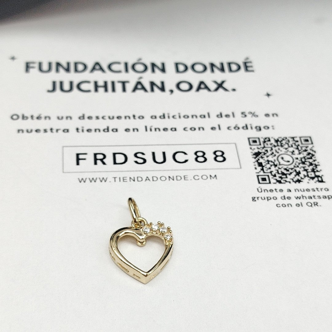 DIJE CORAZON CON CIRCONIAS 14K 1.4 GR (NUEVO)