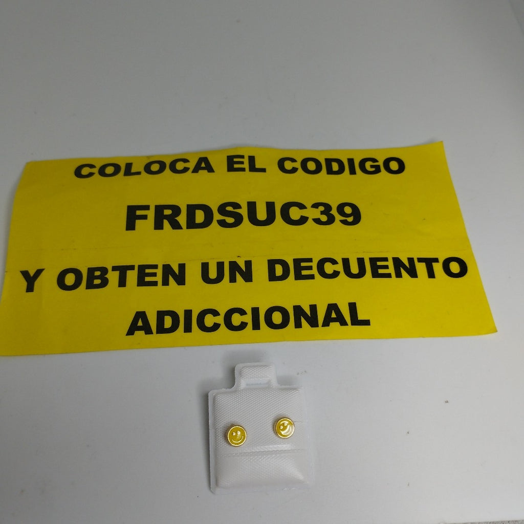 BROQUELES BROQUEL FIG SONRISA ESMALTE AMARILLO 14K 0.2074 GR (NUEVO)