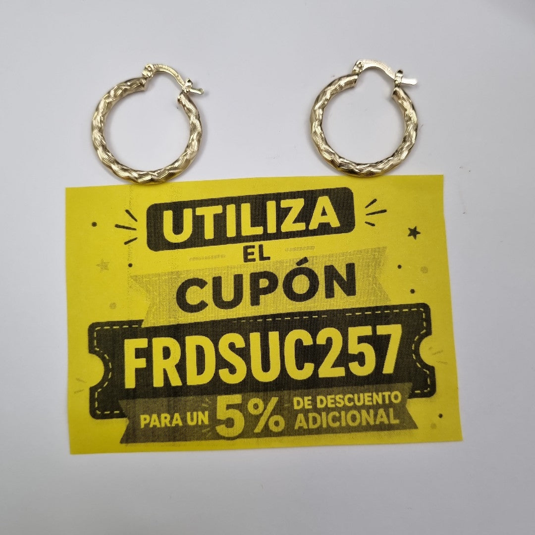 ARETES TEJIDO ARRACADA LABRADA 14K 2.7 GR (NUEVO)
