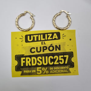 ARETES TEJIDO ARRACADA LABRADA 14K 2.7 GR (NUEVO)