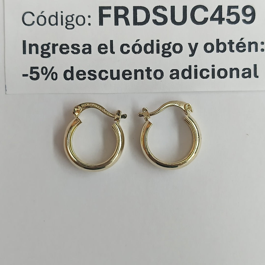 ARETES TEJIDO ARRACADAS LISAS 14K 2.1 GR (NUEVO)