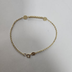 PULSERA TEJIDO ESPECIAL CON BOLITAS 14K 18 CM 1.8 GR (NUEVO)