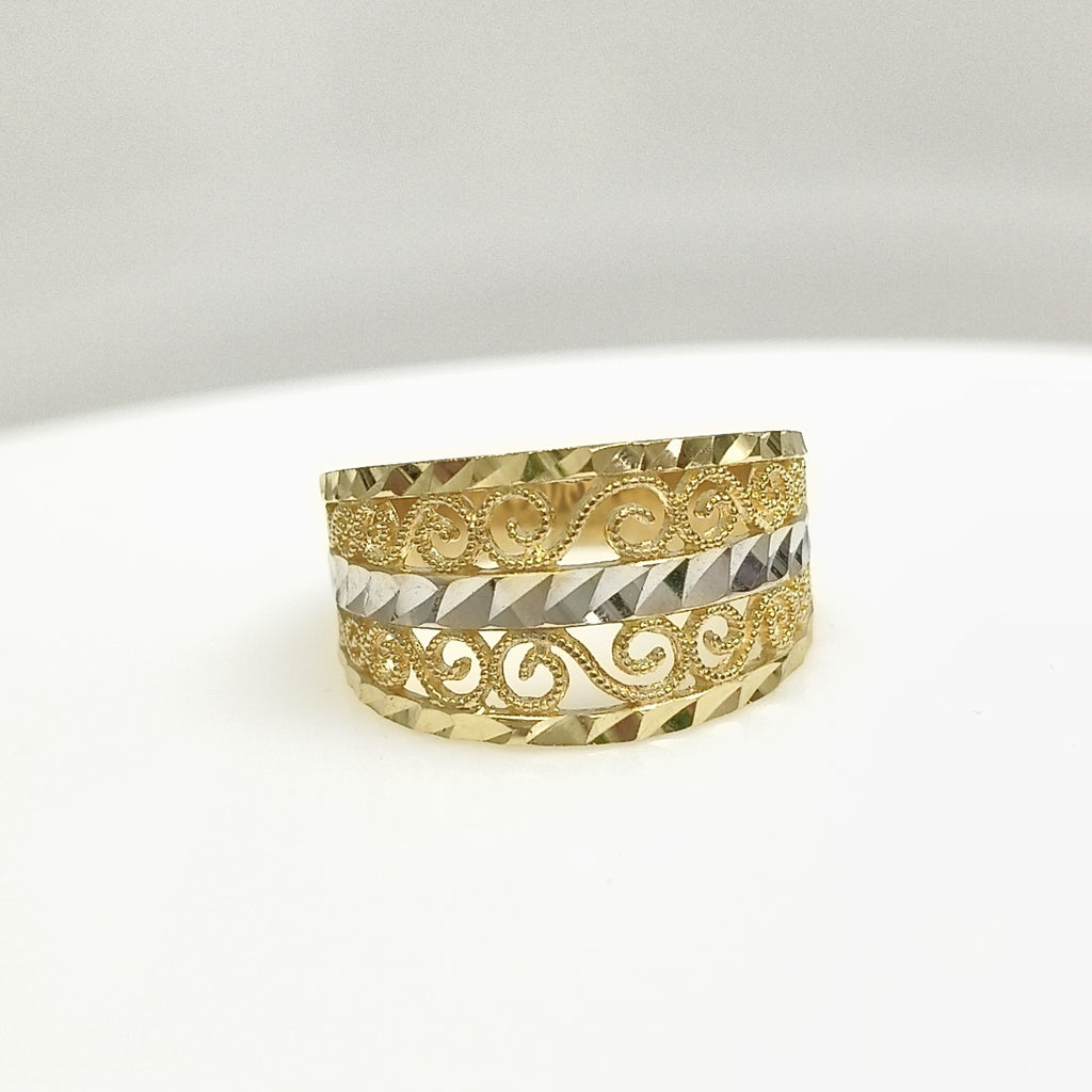 ANILLOS TIPO FILIGRANA COMBINADO 14K TALLA 7 2.9 GR (NUEVO)