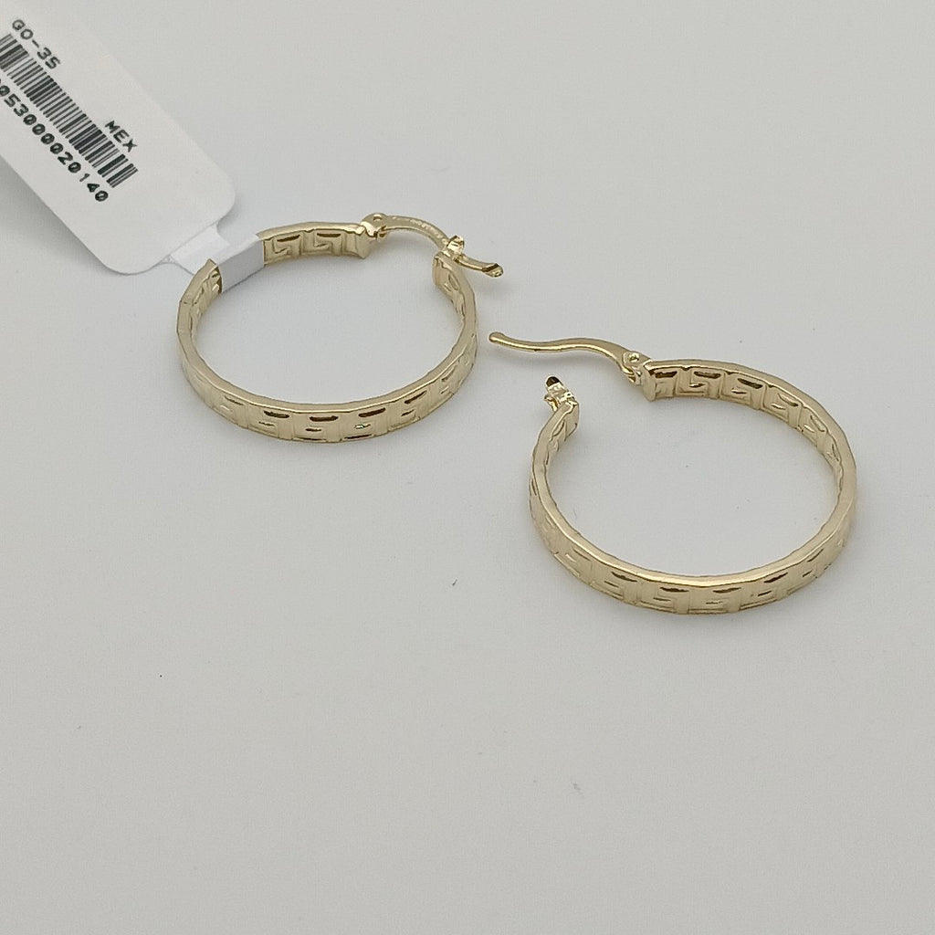 ARETES TEJIDO ARRACADA CON GRECAS 14K 2.6 GR (NUEVO)
