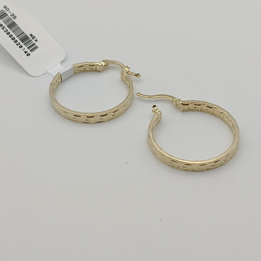 ARETES TEJIDO ARRACADA CON GRECAS 14K 2.6 GR (NUEVO)