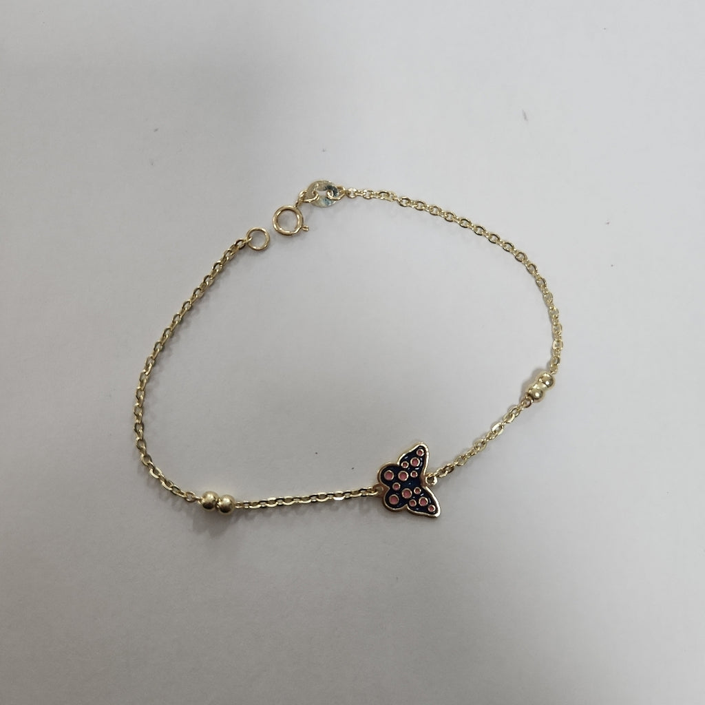 PULSERA TEJIDO ESPECIAL MARIPOSA CON ESMALTE 14K 18 CM 1.8 GR (NUEVO)