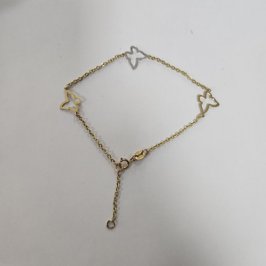 PULSERA ESPECIAL C MARIPOSAS 14K 18 CM 1.7 GR (NUEVO)