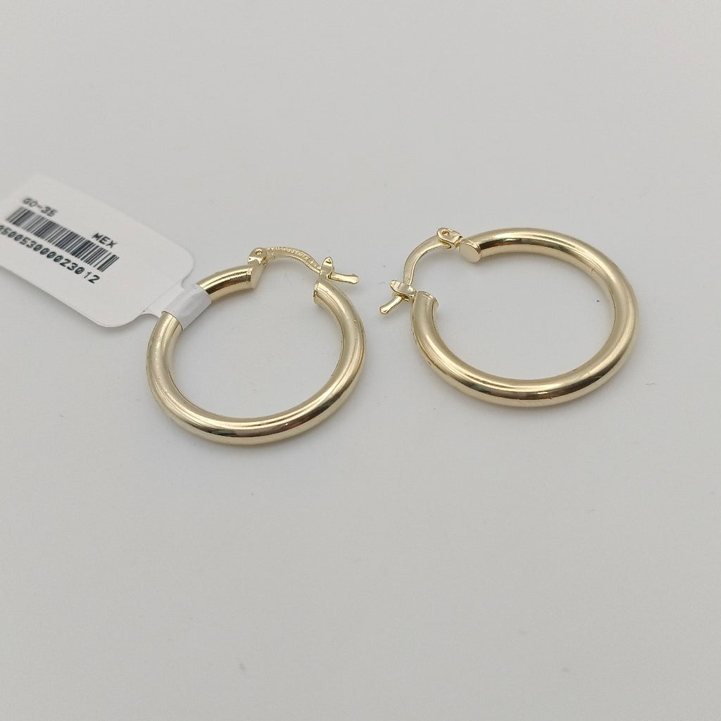 ARETES TEJIDO ARRACADAS LISAS HUECAS 14K 2.1 GR (NUEVO)