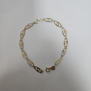 PULSERA TEJIDO ESPECIAL CON CORAZON 14K 18 CM 1.2 GR (NUEVO)