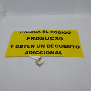 DIJE TEJIDO CORAZON LABRADO COMBINADO 14K 1.2 GR (NUEVO)