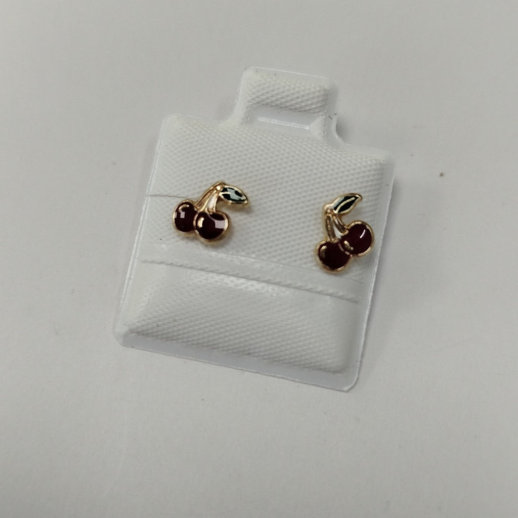 BROQUELES BROQUE FIG CEREZA C ESMALTE 14K 0.2203 GR (NUEVO)
