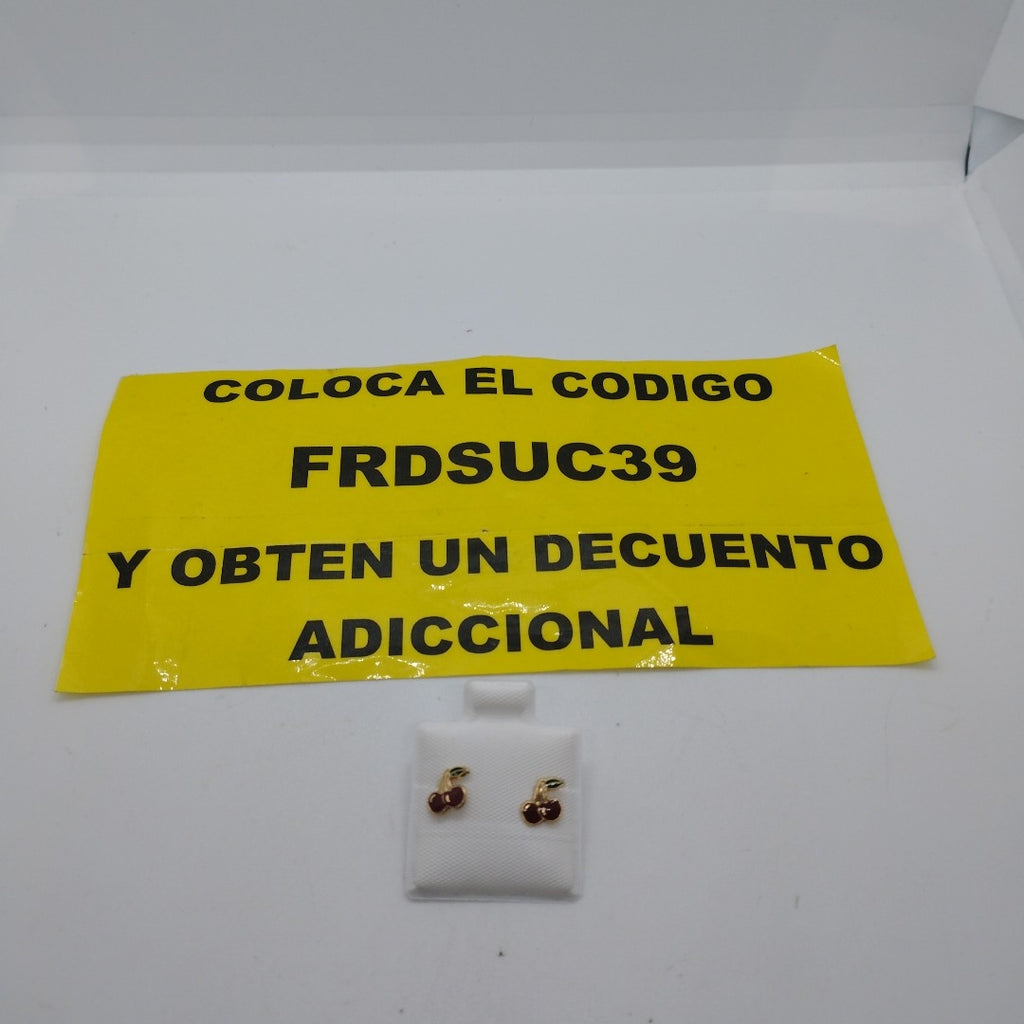 BROQUELES BROQUE FIG CEREZA C ESMALTE 14K 0.2203 GR (NUEVO)